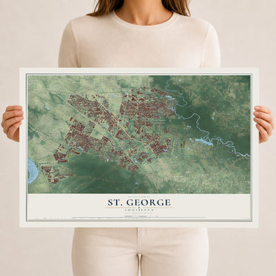 Map of St. George, Louisiana, 12 x 18 inch unframed archival matte print