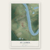 St. James, Louisiana map print, the full design