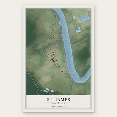St. James, Louisiana map print, the full design