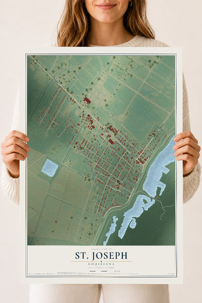 Map of St. Joseph, Louisiana, 18 x 24 inch unframed archival matte print