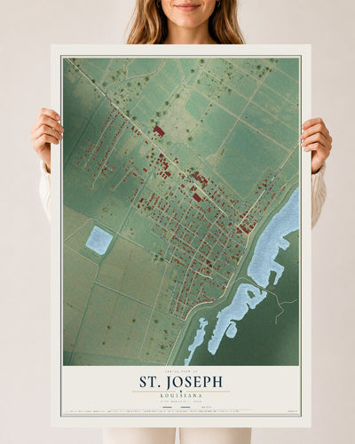 Map of St. Joseph, Louisiana, 24 x 36 inch unframed archival matte print