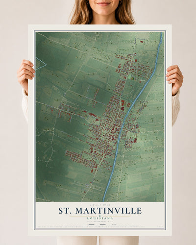Map of St. Martinville, Louisiana, 24 x 36 inch unframed archival matte print