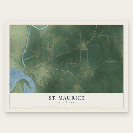 St. Maurice, Louisiana map print, the full design
