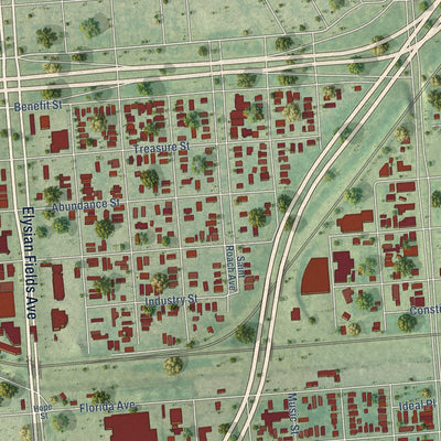Second close-up of the map of St. Roch, Louisiana print showing more streets and buildings