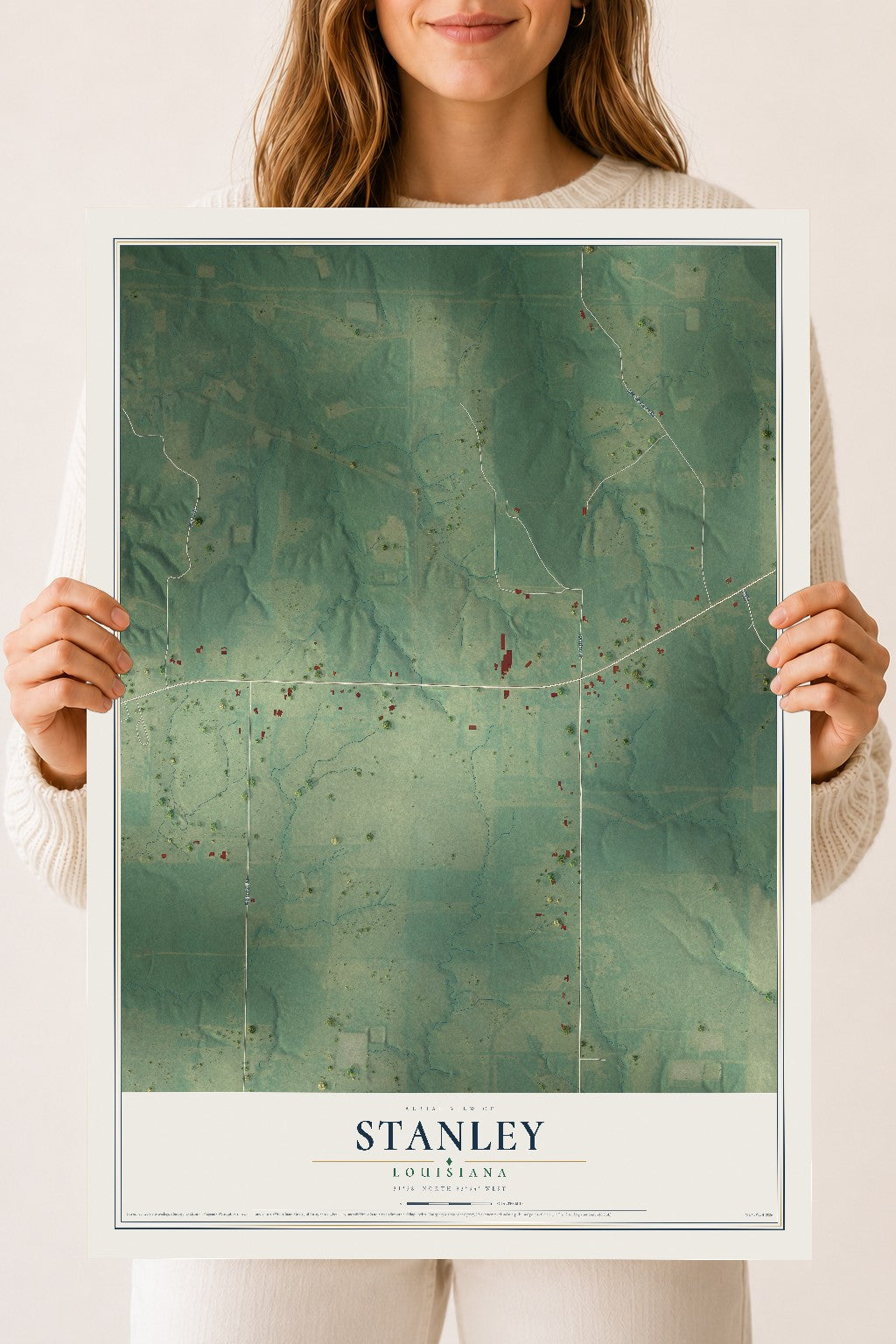 Map of Stanley, Louisiana, 18 x 24 inch unframed archival matte print