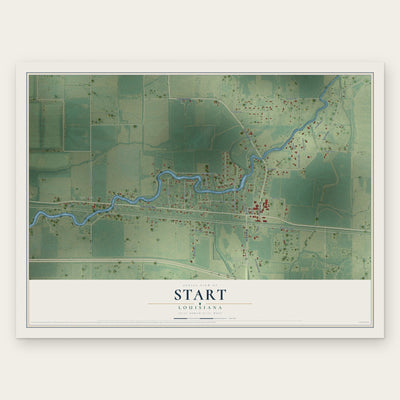 Start, Louisiana map print, the full design