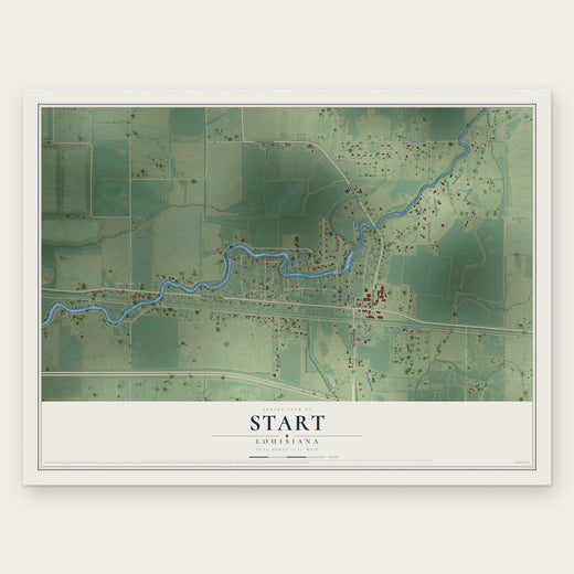 Start, Louisiana map print, the full design