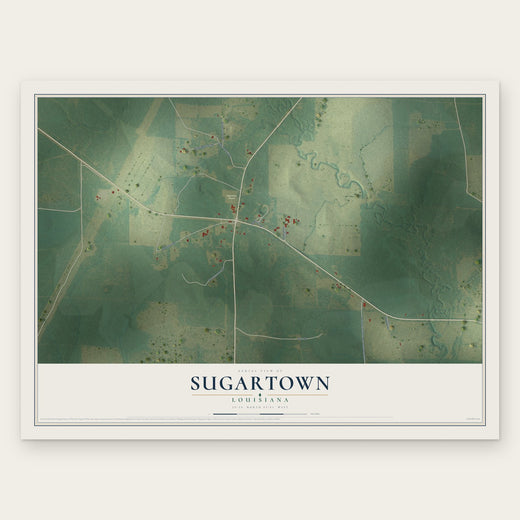 Sugartown, Louisiana map print, the full design