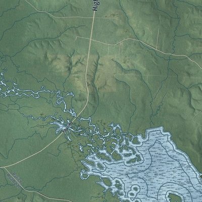 Close-up of the map of Summerfield, Louisiana print showing street and building detail