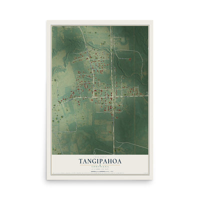 Map of Tangipahoa, Louisiana, 12 x 18 inch unframed archival matte print