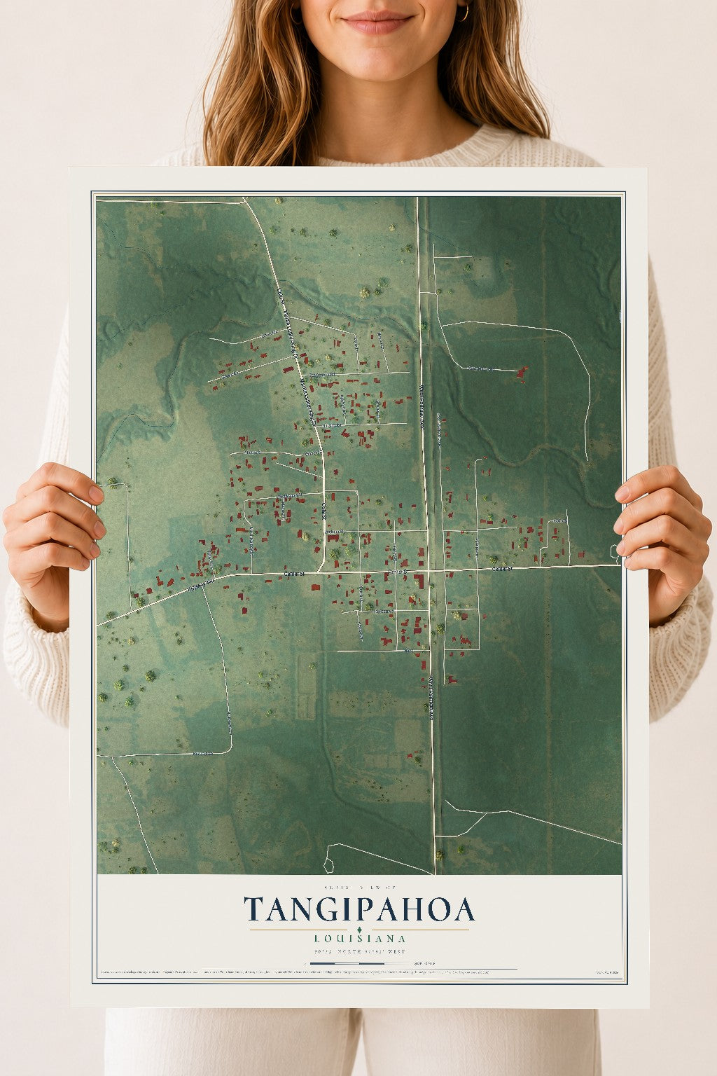 Map of Tangipahoa, Louisiana, 18 x 24 inch unframed archival matte print
