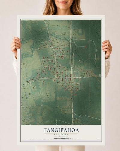 Map of Tangipahoa, Louisiana, 24 x 36 inch unframed archival matte print