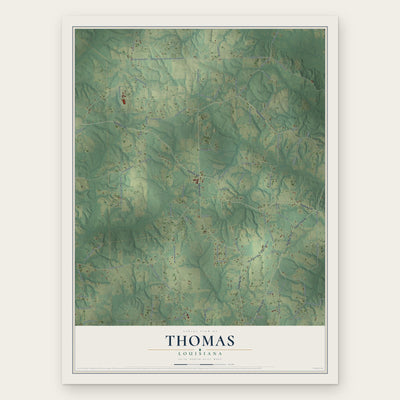 Thomas, Louisiana map print, the full design