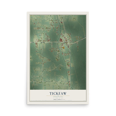 Map of Tickfaw, Louisiana, 12 x 18 inch unframed archival matte print