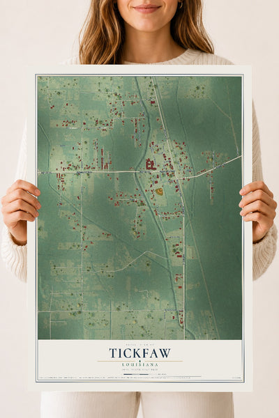 Map of Tickfaw, Louisiana, 18 x 24 inch unframed archival matte print