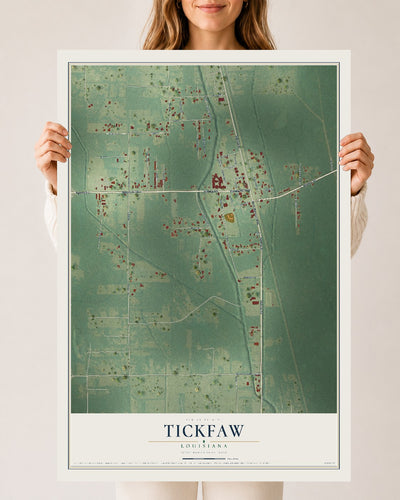 Map of Tickfaw, Louisiana, 24 x 36 inch unframed archival matte print