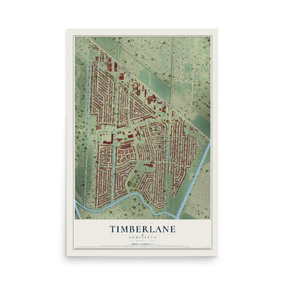Map of Timberlane, Louisiana, 12 x 18 inch unframed archival matte print