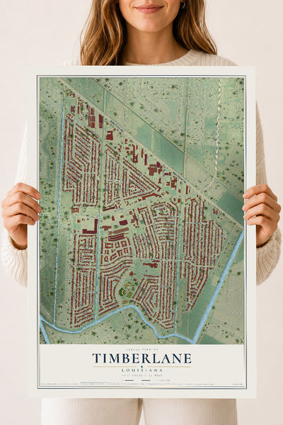 Map of Timberlane, Louisiana, 18 x 24 inch unframed archival matte print