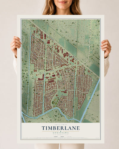 Map of Timberlane, Louisiana, 24 x 36 inch unframed archival matte print