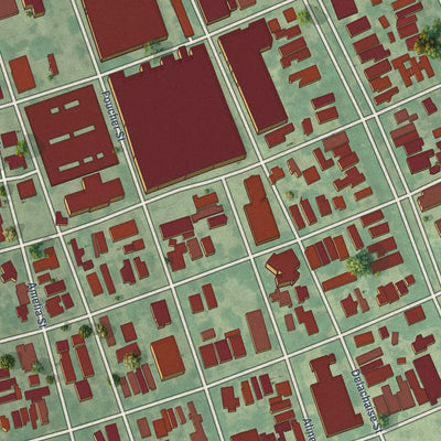 Second close-up of the map of Touro, Louisiana print showing more streets and buildings