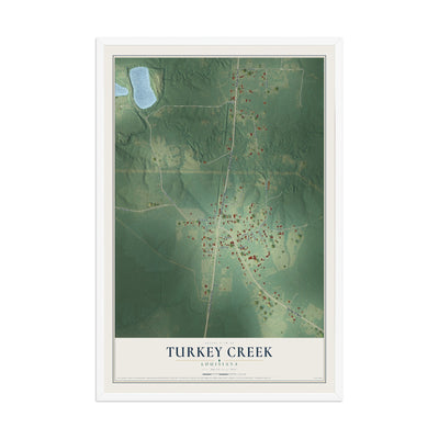 Map of Turkey Creek, Louisiana, 12 x 18 inch print in a white wood frame