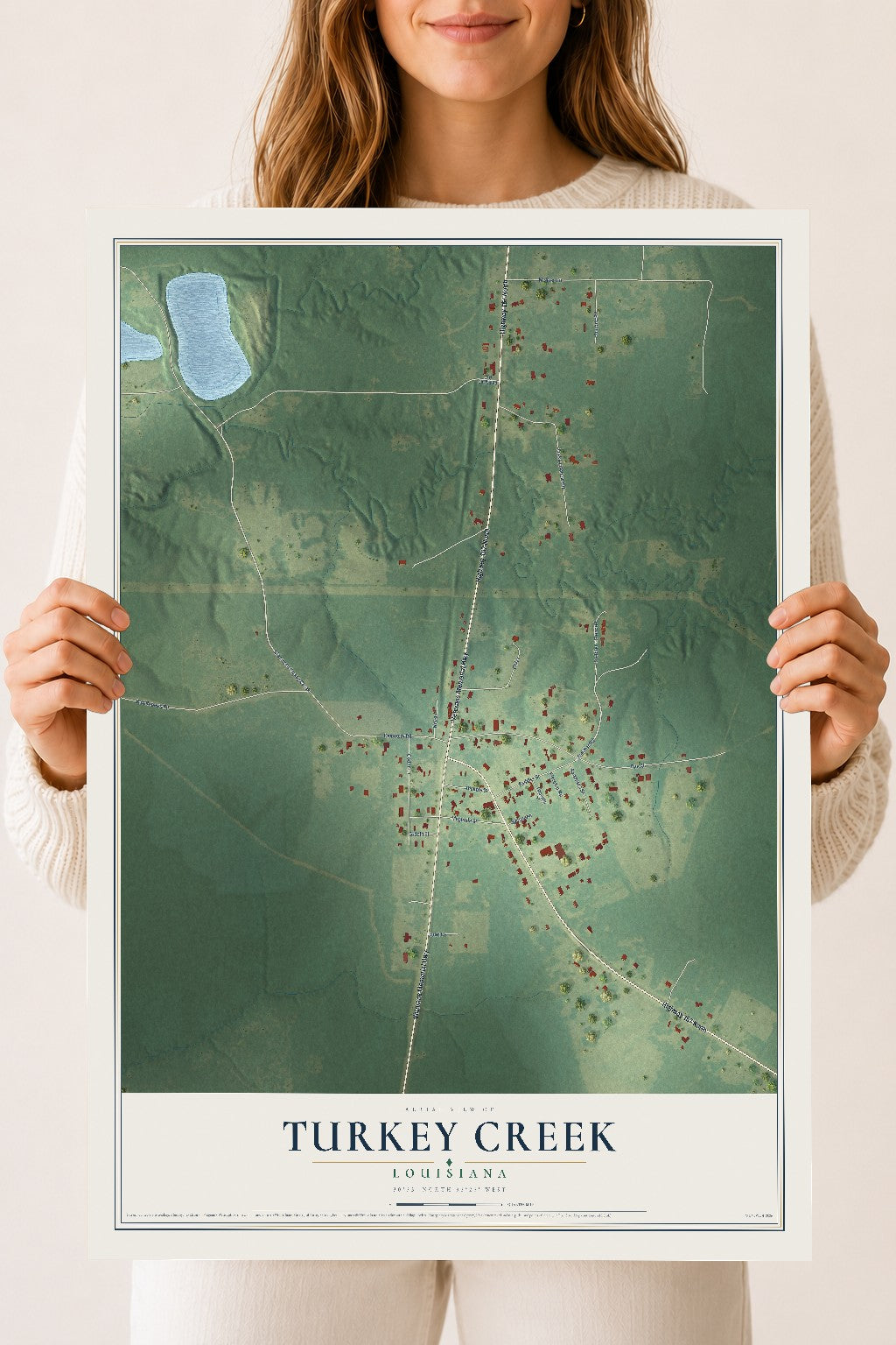 Map of Turkey Creek, Louisiana, 18 x 24 inch unframed archival matte print