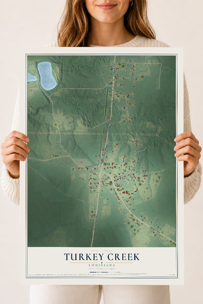 Map of Turkey Creek, Louisiana, 18 x 24 inch unframed archival matte print