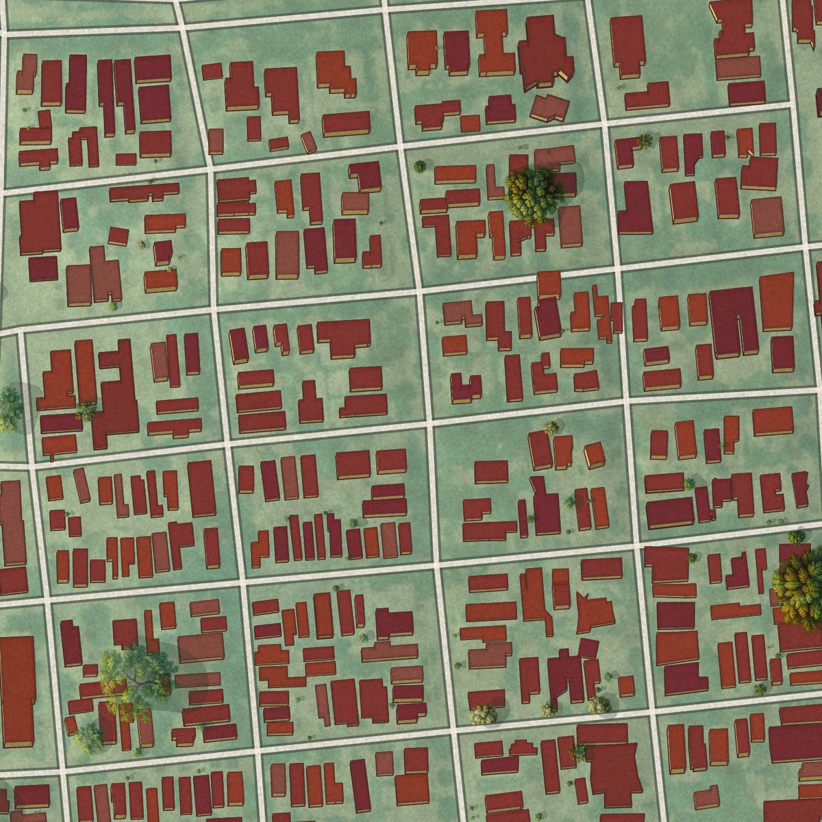 Second close-up of the map of Uptown, Louisiana print showing more streets and buildings