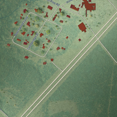 Second close-up of the map of Urania, Louisiana print showing more streets and buildings