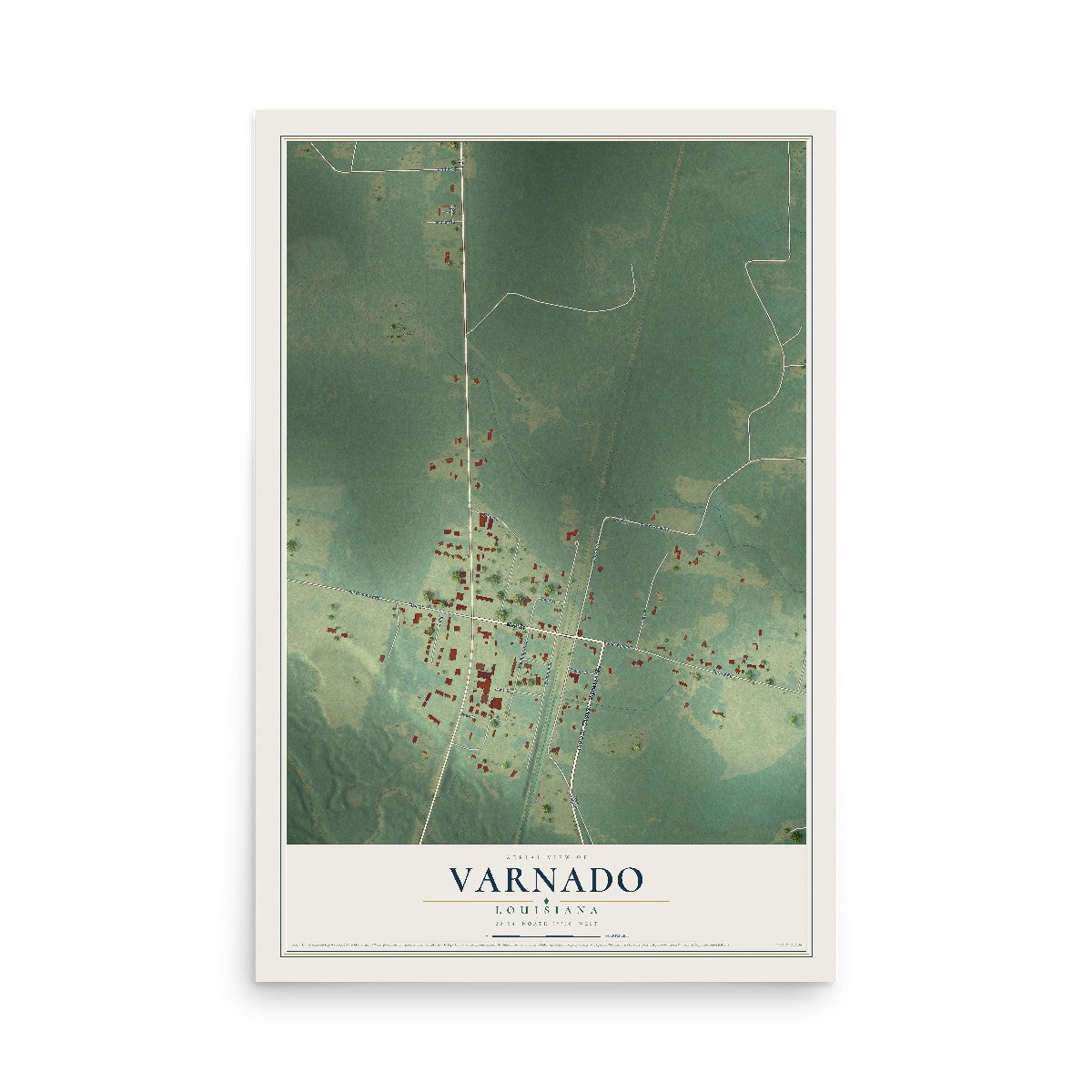 Map of Varnado, Louisiana, 12 x 18 inch unframed archival matte print