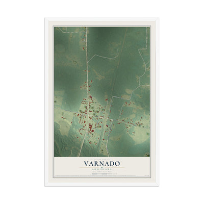Map of Varnado, Louisiana, 12 x 18 inch print in a white wood frame