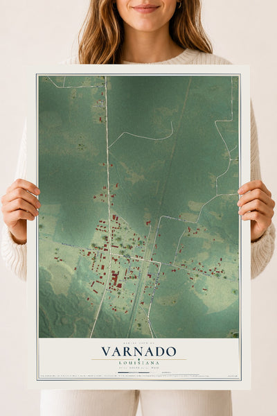 Map of Varnado, Louisiana, 18 x 24 inch unframed archival matte print