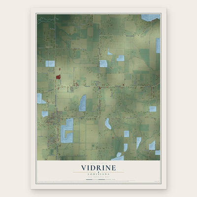 Vidrine, Louisiana map print, the full design