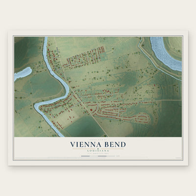 Vienna Bend, Louisiana map print, the full design