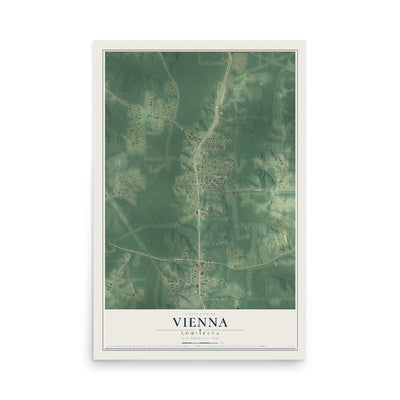 Map of Vienna, Louisiana, 12 x 18 inch unframed archival matte print