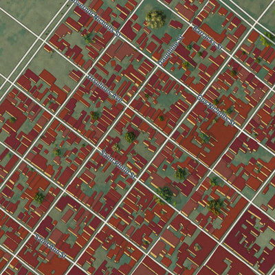 Close-up of the map of Vieux Carre, Louisiana print showing street and building detail