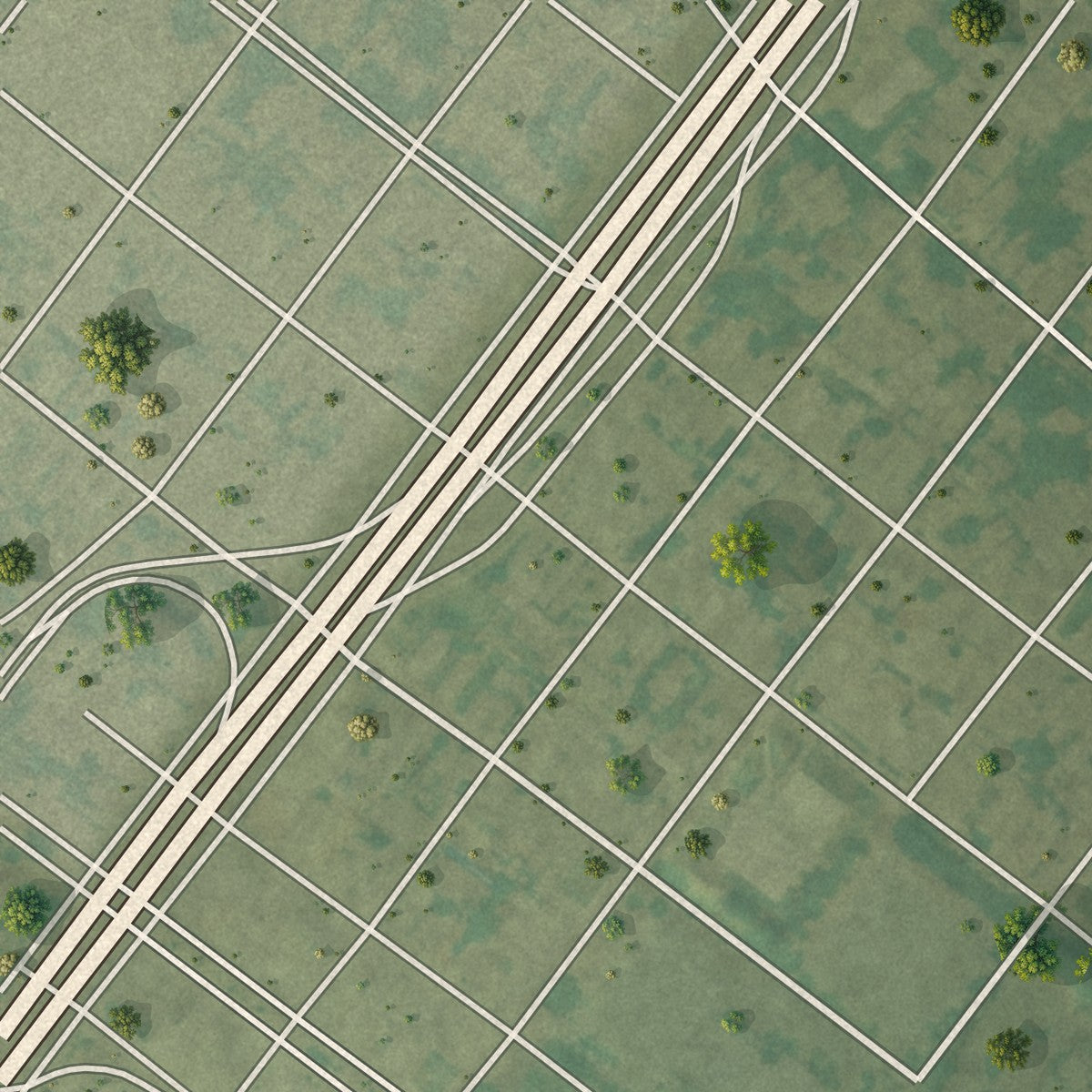 Second close-up of the map of Vieux Carre, Louisiana print showing more streets and buildings