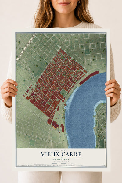 Map of Vieux Carre, Louisiana, 18 x 24 inch unframed archival matte print