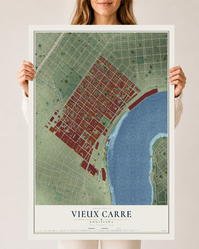 Map of Vieux Carre, Louisiana, 24 x 36 inch unframed archival matte print
