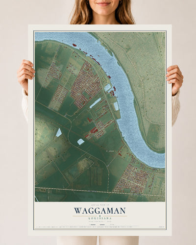 Map of Waggaman, Louisiana, 24 x 36 inch unframed archival matte print