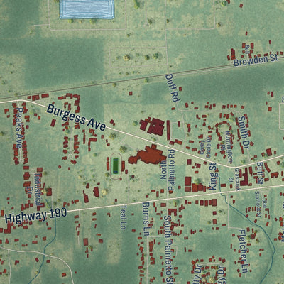 Second close-up of the map of Walker, Louisiana print showing more streets and buildings
