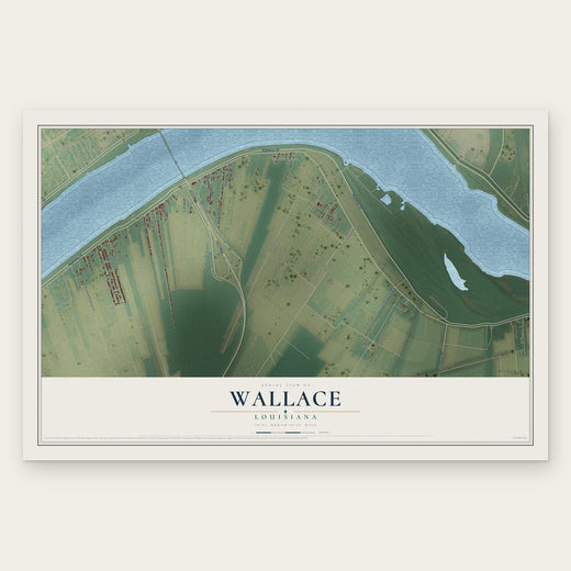 Wallace, Louisiana map print, the full design