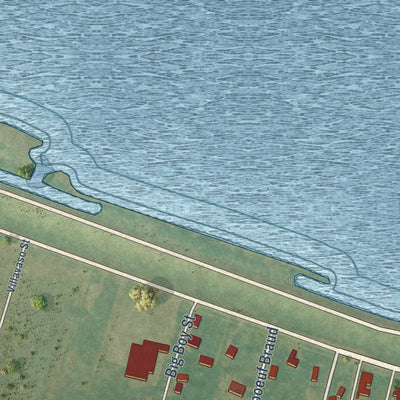Close-up of the map of Welcome, Louisiana print showing street and building detail
