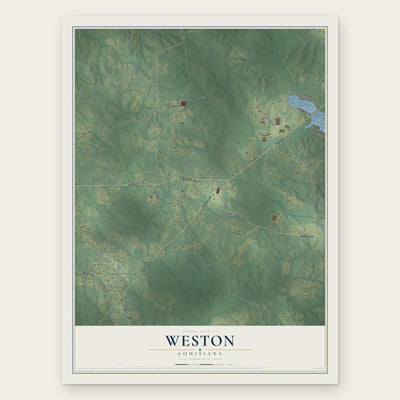Weston, Louisiana map print, the full design