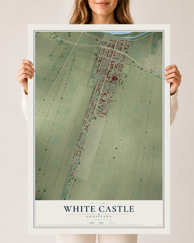 Map of White Castle, Louisiana, 24 x 36 inch unframed archival matte print