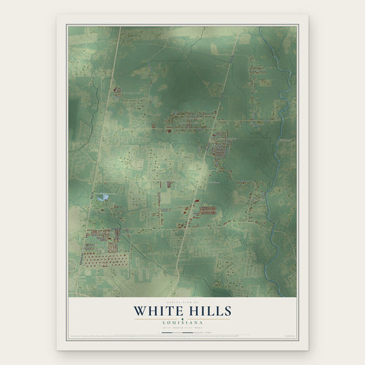 White Hills, Louisiana map print, the full design