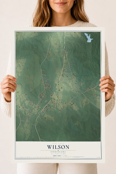 Map of Wilson, Louisiana, 18 x 24 inch unframed archival matte print