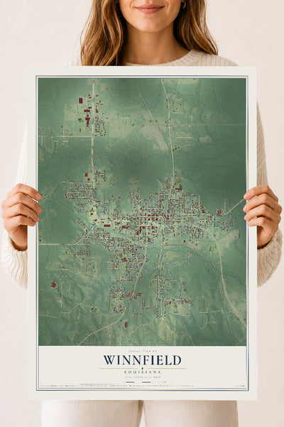 Map of Winnfield, Louisiana, 18 x 24 inch unframed archival matte print