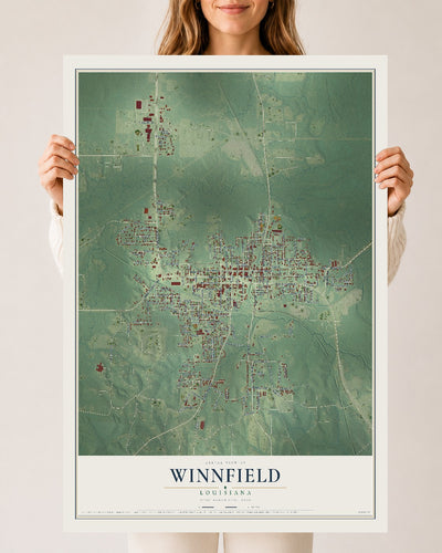 Map of Winnfield, Louisiana, 24 x 36 inch unframed archival matte print