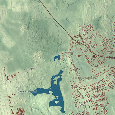 Local terrain and geography detail from the Abington, Massachusetts map